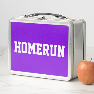 Colorful Bright Purple Bold White HOMERUN Text  Metal Lunch Box