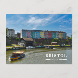 Colorful Bristol Harbourside Townhouses Holiday Postcard