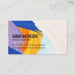 Colorful  Brushed Texture   Creative Artistic Business Card