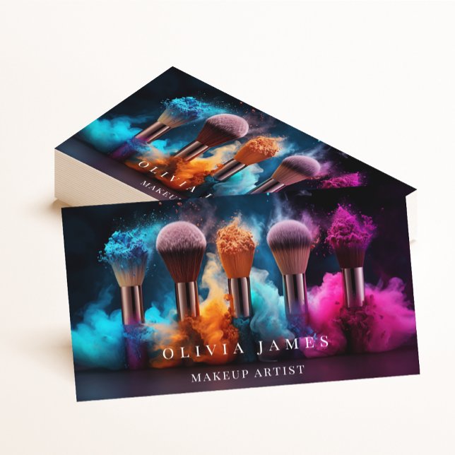 Colorful Brushes Makeup Artist Cosmetics Beauty Business Card (Creator Uploaded)