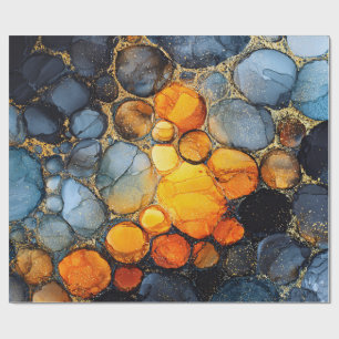 Colorful Bubble Texture with Gold Fluid Art Wrapping Paper