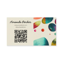 Colorful bubbles QR code business card