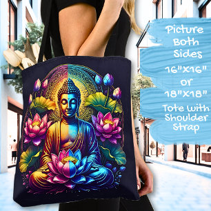 Colorful Buddha with Lotus Flowers  Tote Bag