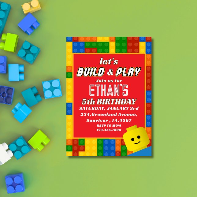 Colorful Builder-Themed Birthday Creative Kids Invitation (Creator Uploaded)