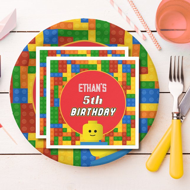 Colorful Building Blocks Birthday Napkins for Kids (Creator Uploaded)