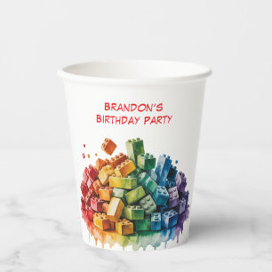 Colorful Building Blocks Explosion Birthday Party Paper Cups