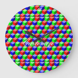 Colorful Building Blocks Thunder_Cove 3-D Large Clock
