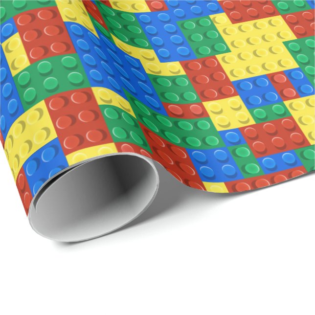 Colorful Building Brick Toy Block Pattern Wrapping Paper (Roll Corner)