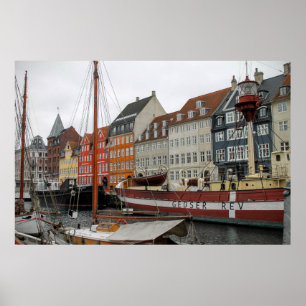 COLORFUL BUILDINGS BESIDE THE RIVER POSTER