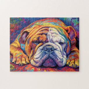 Colorful Bulldog sleeping Jigsaw Puzzle
