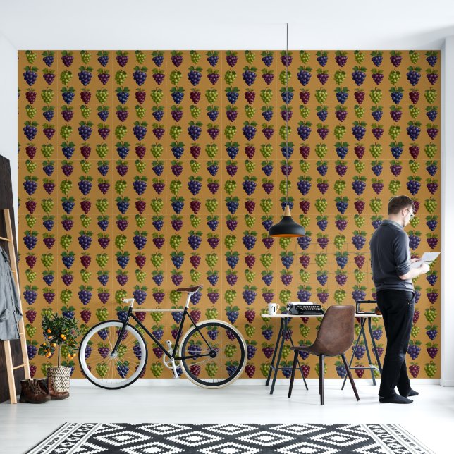 Colorful bunches of grapes wallpaper (Living Room)