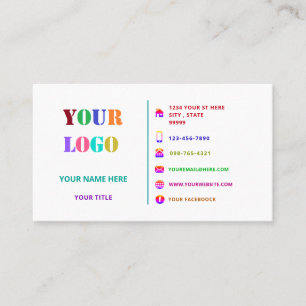 Colorful Business Card Custom Logo and Text Info