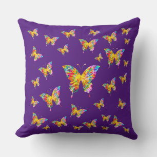 COLORFUL BUTTERFLIES ABSTRACT CUSHION