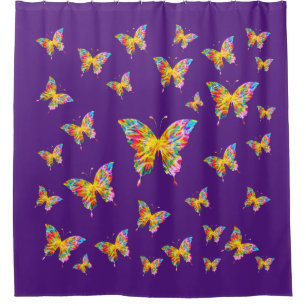COLORFUL BUTTERFLIES ABSTRACT SHOWER CURTAIN