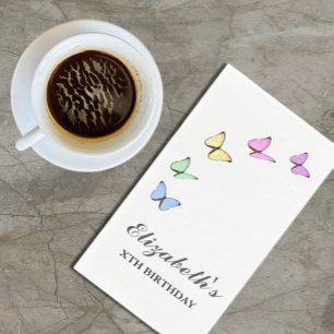 Colorful Butterflies Birthday Napkin