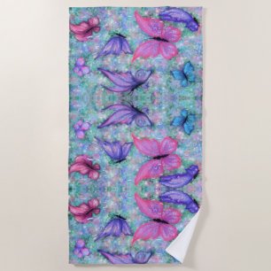 Colorful Butterflies Flying - Spring - Beach Towel