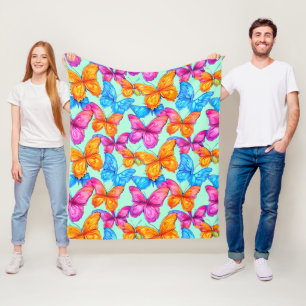 Colorful Butterflies Pattern Fleece Blanket