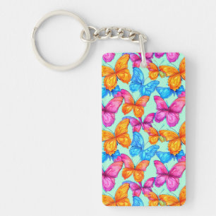 Colorful Butterflies Pattern Key Ring