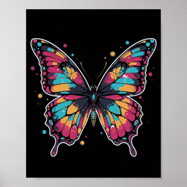 Colorful Butterfly Illustration Poster (Front)