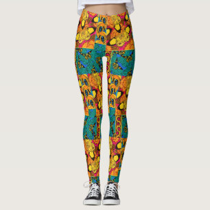 Colorful Butterfly Pattern Vintage Art Deco Design Leggings