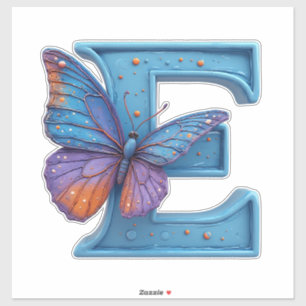 Colorful Butterfly Perched On Bright Blue Letter E