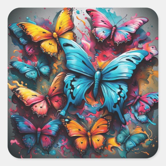 Colorful Butterfly  Square Sticker (Front)