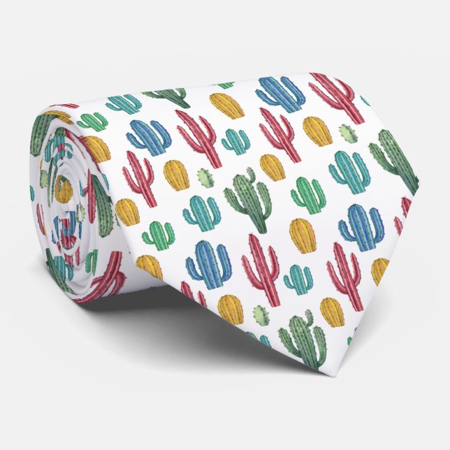 Colorful Cacti | Desert Theme Tie (Rolled)