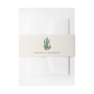 Colorful Cacti Desert Theme White Monogram Invitation Belly Band