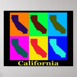 Colorful California State Pop Art Map Poster