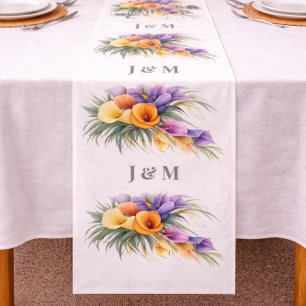 Colorful Calla Lilies Wedding Fabric with Monogram