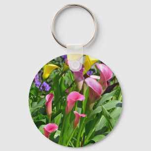 Colorful calla lily flowers key ring