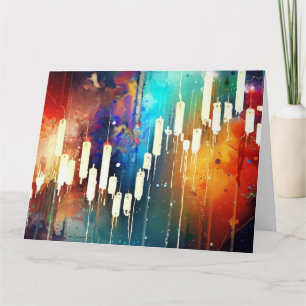 Colorful candlestick chart abstract painting card