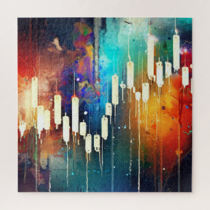 Colorful candlestick chart abstract painting jigsaw puzzle
