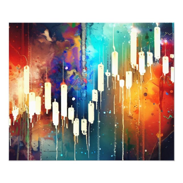 Colorful candlestick chart abstract painting photo print (Front)