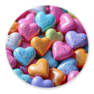 Colorful Candy Love Hearts Ceramic Knob