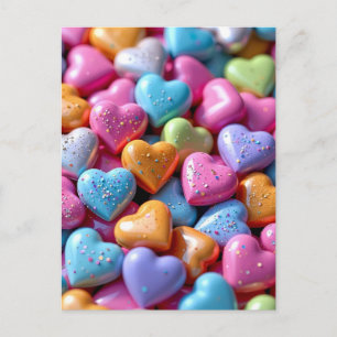 Colorful Candy Love Hearts Postcard