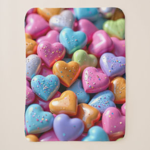 Colorful Candy Love Hearts Sherpa Blanket