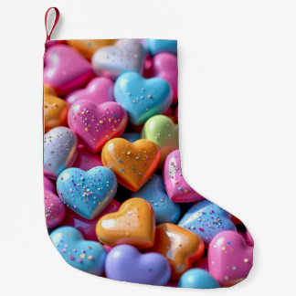 Colorful Candy Love Hearts Small Christmas Stocking