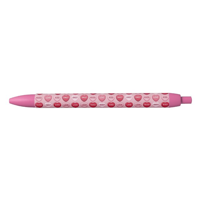 colorful candy Valentine's day heart pattern Black Ink Pen (Front)