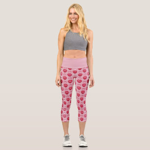 colorful candy Valentine's day heart pattern Capri Leggings