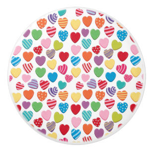 colorful candy Valentine's day heart pattern Ceramic Knob