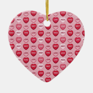 colorful candy Valentine's day heart pattern Ceramic Tree Decoration