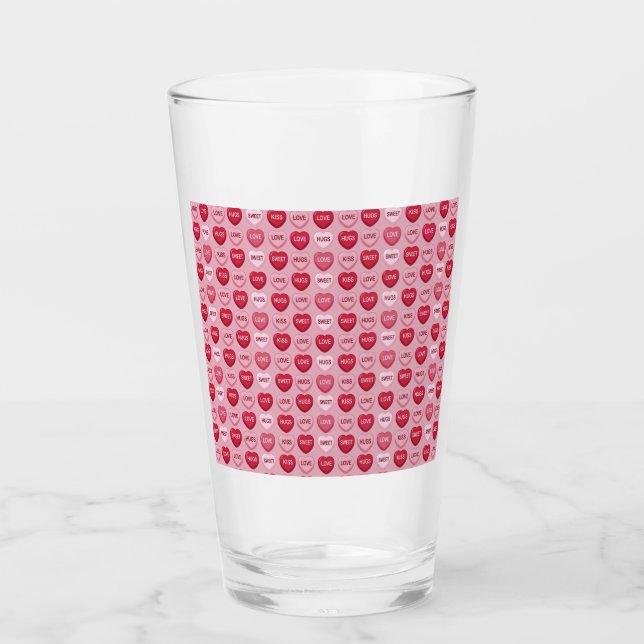 colorful candy Valentine's day heart pattern Glass (Front)