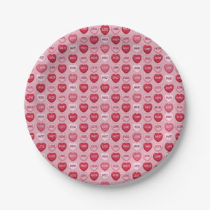 colorful candy Valentine's day heart pattern Paper Plate