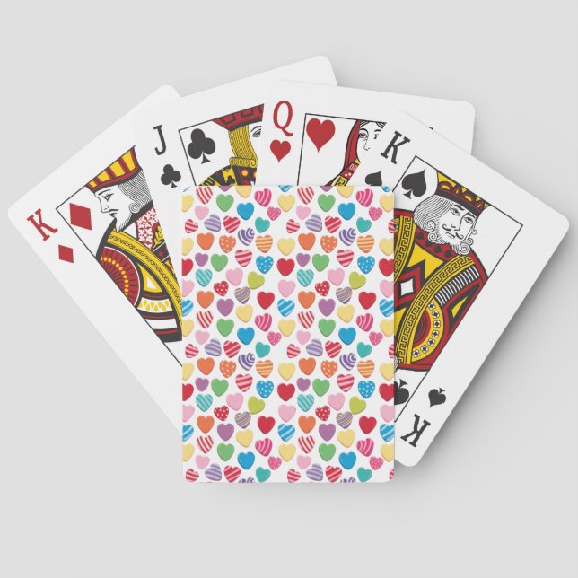 colorful candy Valentine's day heart pattern  Playing Cards (Back)