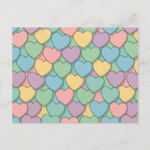 colorful candy Valentine's day heart pattern Two-T Postcard