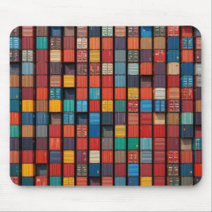 Colorful Cargo: Industrial Shipping Container Grid Mouse Pad