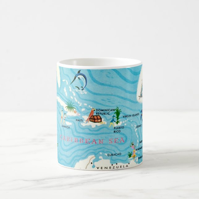 Colorful Caribbean Map  Coffee Mug (Center)