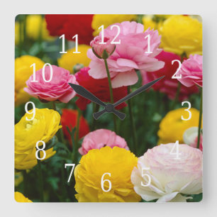 Colorful Carnation Flowers Clock
