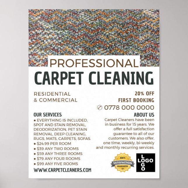 Colorful Carpet, Carpet Cleaner, Cleaning Service Poster (Front)